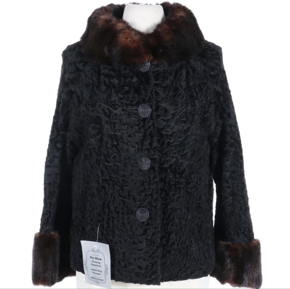 Vintage Jackets & Blazers - Vintage Black and Brown Fur Trimmed Jacket